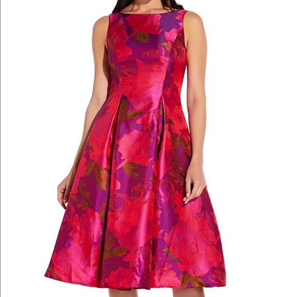 adrianna papell jacquard fit & flare dress